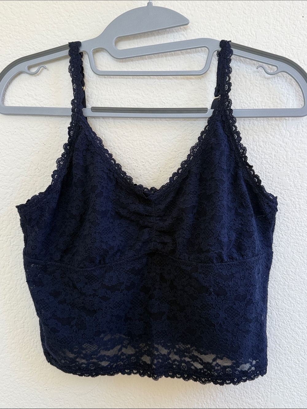 Navy Lace Cropped Cami Top